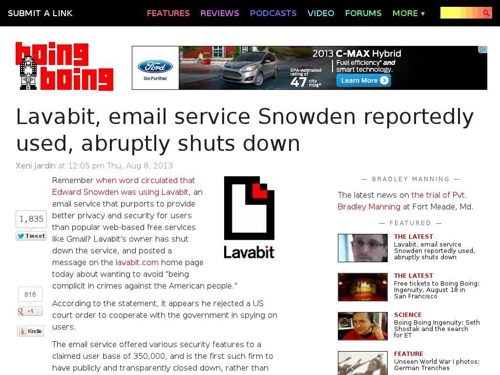 boingboing.net/2013/08/08/lavabit-email-service-snowden.htm screenshot