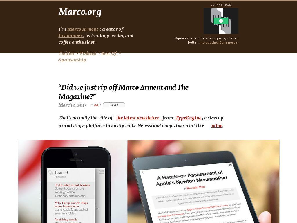 www.marco.org screenshot