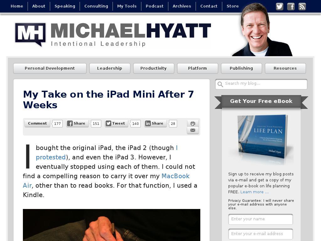 michaelhyatt.com/ipad-mini-review.htm screenshot