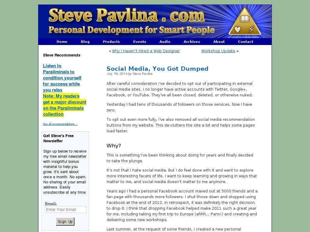 www.stevepavlina.com screenshot